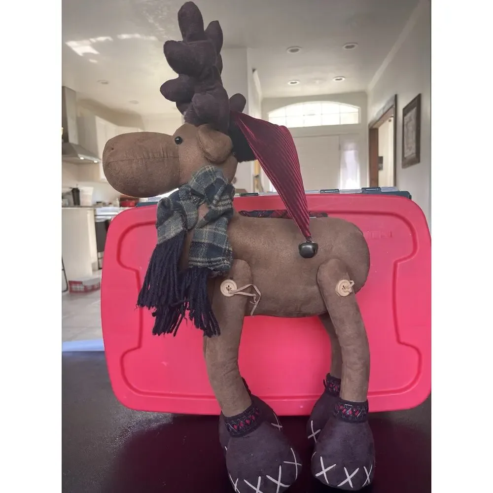 Costco Plush Poseable Christmas Elk RARE Large Shelf Sitter Free Standing